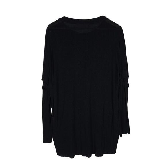 Allsaints Top XS Asymmetrical Bell Wave Black Graphic Draped Grunge Avant Garde - Picture 8 of 15
